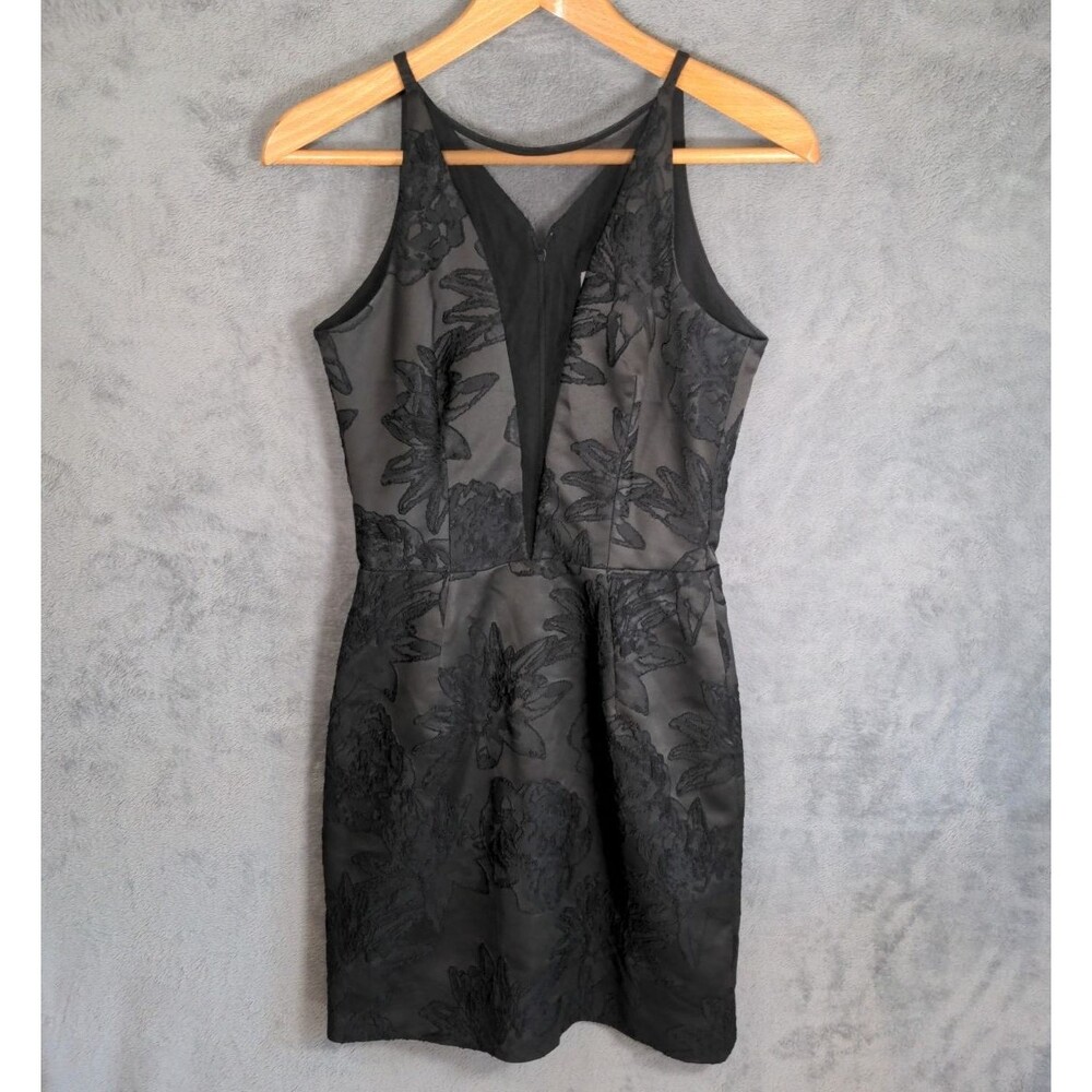 Dress The Population Plunge Kennedy Illusions Mini Dress Sz S Black Cocktail - Picture 3 of 11